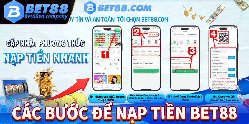 Hướng dẫn cụ thể từng cách nạp tiền bet88